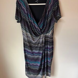 Ronni Nicole Purple, Blue and Grey Wave Pattern Mini Dress
